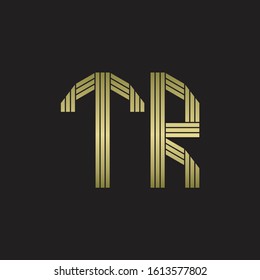 TR Logo monogram outline style linked isolated with gold colors
