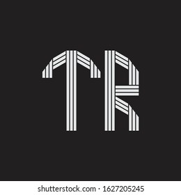 TR Logo monogram with outline style linked isolated on black background