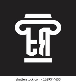 TR Logo monogram with pillar style design template