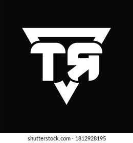 TR Logo monogram with triangle shape rounded design template on black background