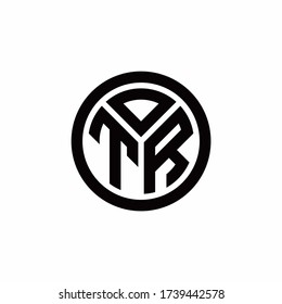logotipo de monograma TR con plantilla de diseño de contorno de círculo aislado en fondo blanco