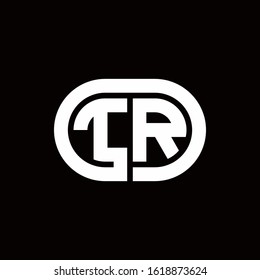 TR monogram logo with an oval style on a black background