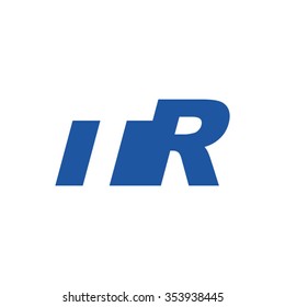 TR negative space letter logo blue