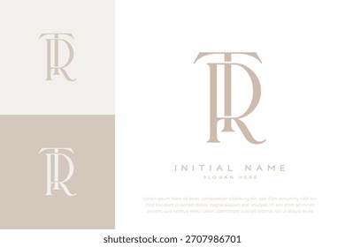 TR RT Letra inicial a mano y logotipo de lujo
