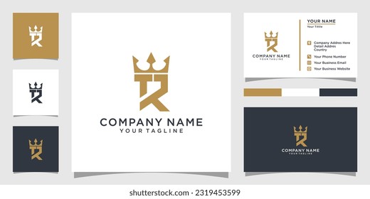 TR or RT initial letter logo design with crown icon vector.