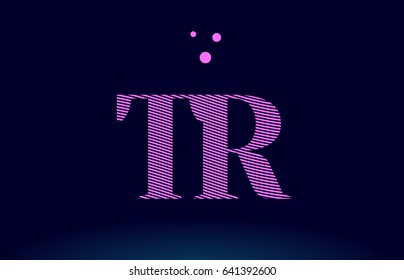 tr t r alphabet letter logo pink line stripes magenta purple blue font creative text dots company vector icon design template