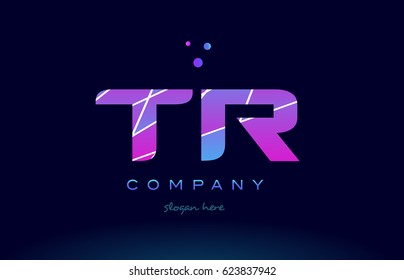tr t r  creative color blue background pink purple magenta alphabet letter company logo vector icon