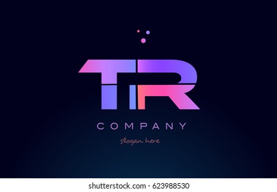 tr t r creative color blue background pink purple blue magenta alphabet letter company logo vector icon design