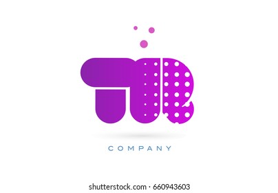 tr t r pink dots dotted letter logo alphabet creative company vector icon design template