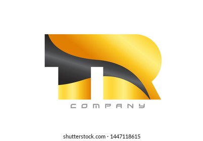TR T R yellow black alphabet combination letter logo design suitable for a company or business