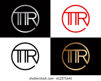 Tr text red gold black silver modern creative alphabet  letter logo design vector icon