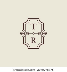 TR logotipo inicial de boda vintage en un diseño profesional de alta calidad que se imprimirá en cualquier medio impreso