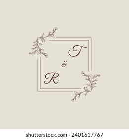 TR wedding line square monogram with high quality professional design that will print well