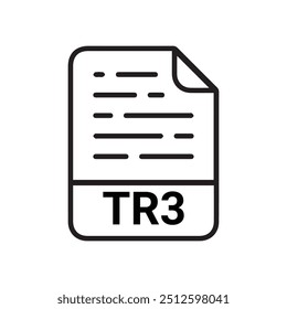 TR3 icon, TR3 outline vector icon. Thin line black TR3 icon, flat vector simple element illustration from editable big data concept isolated on white background