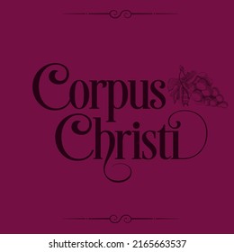 trabalho de letras para corpus christi em fundo roxo. Translation : text design for corpus christi on purple background