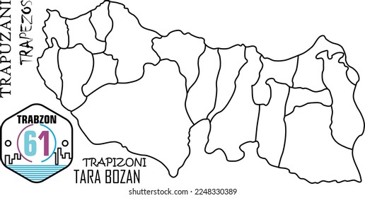 Trabzon city map with Trabzon's old names.