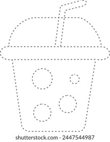 trac and color bubble tea  for design your Kindergarten worksheet.