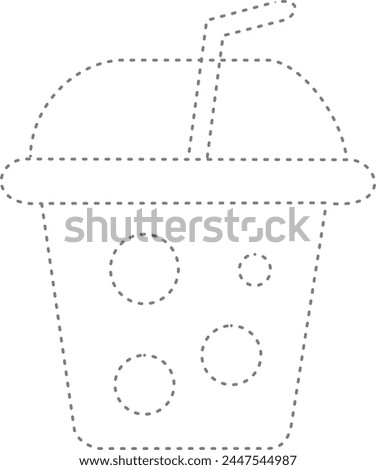 trac and color bubble tea  for design your Kindergarten worksheet.