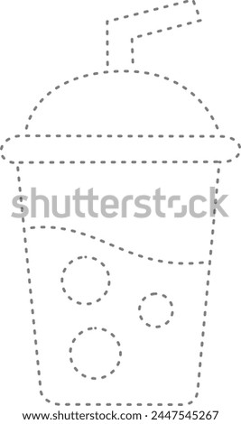 trac and color  bubble tea for design your Kindergarten worksheet.