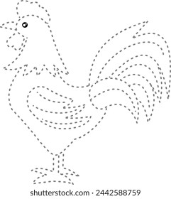 Trac and color chicken for design Kindergarten worksheet