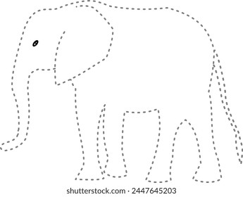 trac and color elephant for design your Kindergarten worksheet.
