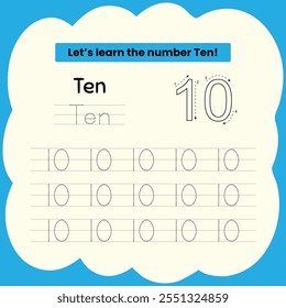trace 10 number Activity worksheets for kids 