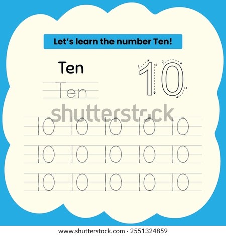 trace 10 number Activity worksheets for kids 