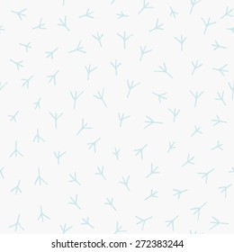 Trace of birds, seamless vector pattern. Hand drawn chicken footprints in childish style. Chicken traces naive background. 