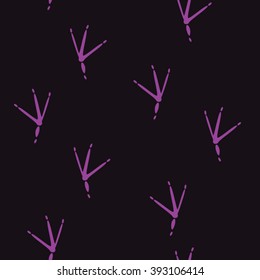 Trace of Birds, Seamless Vector Pattern. Black and White Background.