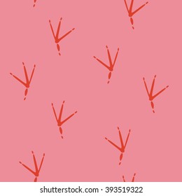 Trace of Birds, Seamless Vector Pattern. Black and White Background.