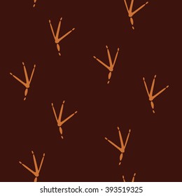Trace of Birds, Seamless Vector Pattern. Black and White Background.