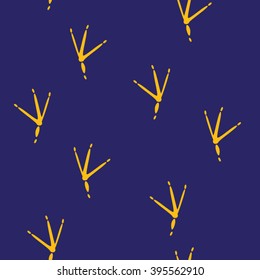 Trace of Birds, Seamless Vector Pattern. Black and White Background.