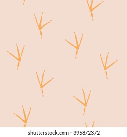 Trace of Birds, Seamless Vector Pattern. Black and White Background.