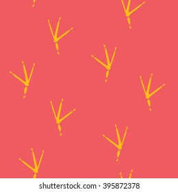 Trace of Birds, Seamless Vector Pattern. Black and White Background.
