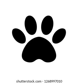 Trace of the cat. Vector paw print icon. Paw of an animal, canine footprints.