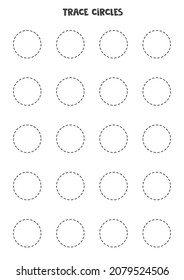 Trace circles. Handwriting practice for kids. 