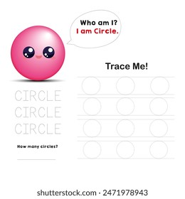 trace the circles worksheet for learning shapes primary kindergarten