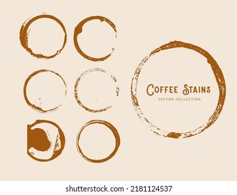 Trace Of Coffee Mug Stain In Circle Shape Vector Collection Set