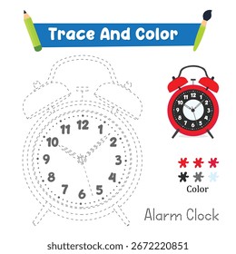 Trazo Y Color Despertador Mano Práctica. Ilustración vectorial