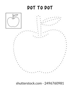 Trace and color apple. Red apple coloring pages. Coloring page apple to be colored the coloring book for kids. Educational worksheet. Apple tracing worksheet. Kindergarten and preschool activity. 