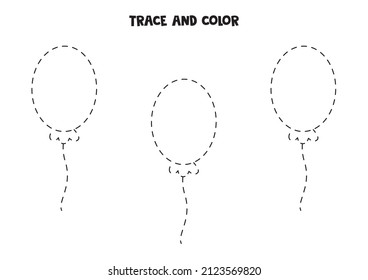 Trace and color balloons. Educational game for kids. 