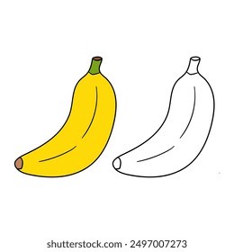 Spur und Farbe Banane. Malvorlage Banane, um die Malbuch für Kinder gefärbt werden. Arbeitsblatt zur Ausbildung. Arbeitsblatt zur Bananenverfolgung. Kindergarten- und Vorschulaktivitäten. Bananen-Malvorlagen. 