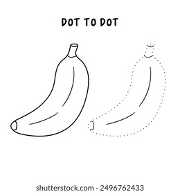 Trace and color banana. Banana coloring pages. Coloring page banana to be colored the coloring book for kids. Educational worksheet. Banana tracing worksheet. Kindergarten and preschool activity. 