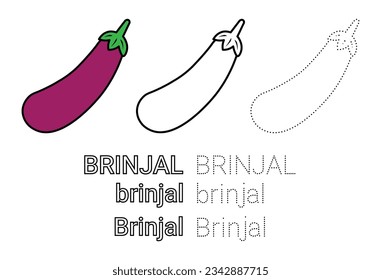 Trace and Color the Brinjal Coloring Page.