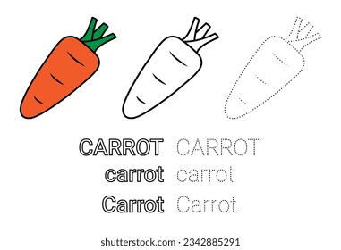 Trace and Color the Carrot Coloring Page.