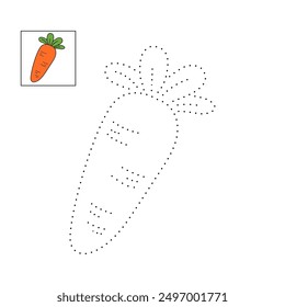 Trace and color carrot. Carrot coloring pages. Coloring page carrot to be colored the coloring book for kids. Educational worksheet. Carrot tracing worksheet. Kindergarten and preschool activity. 