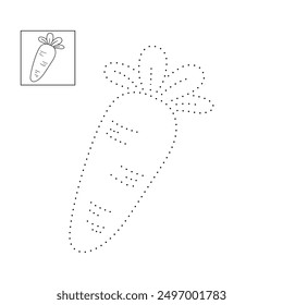 Trace and color carrot. Carrot coloring pages. Coloring page carrot to be colored the coloring book for kids. Educational worksheet. Carrot tracing worksheet. Kindergarten and preschool activity. 