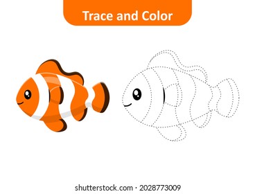 Trace and color, clown fish vector