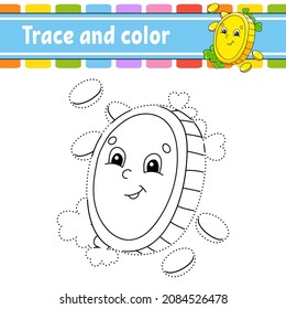 Trace and color. Coloring page for kids. Handwriting practice. St. Patrick's day. Education developing worksheet. Activity page. Game for toddlers. Isolated vector illustration. Cartoon style.