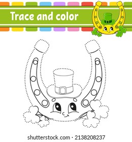 Trace and color. Coloring page for kids. Handwriting practice. Education developing worksheet. Activity page. Game for toddlers. St. Patrick's day.